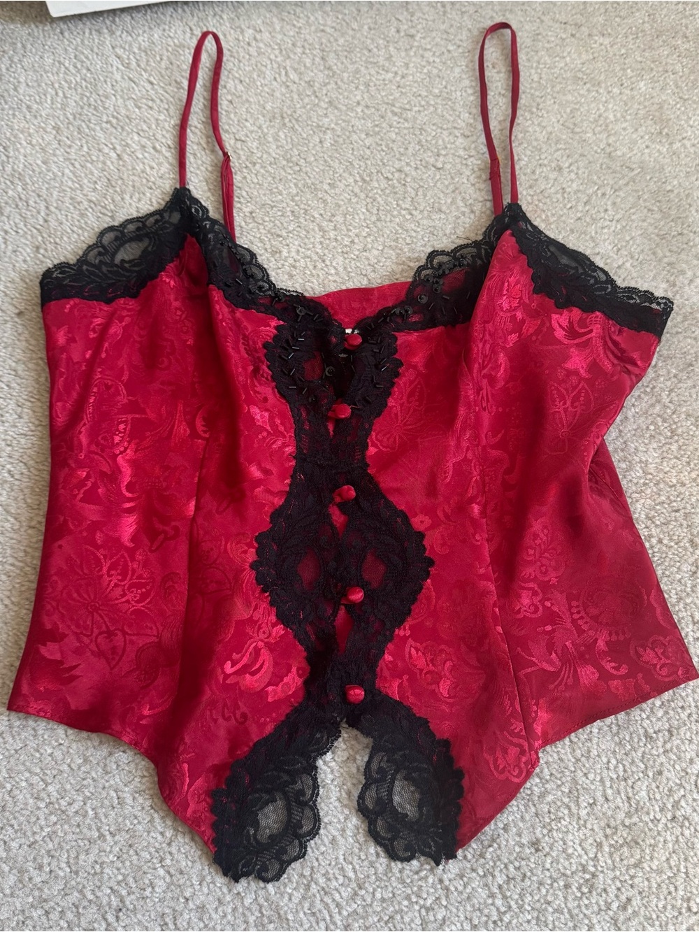 Victoria’s Secret Camisole Gold Label Red Lace Vintage Coquette Romantic